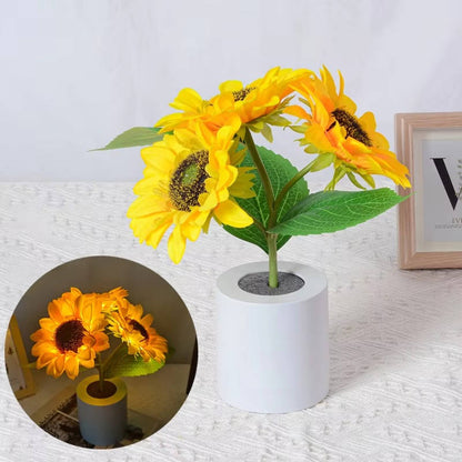 Belro sunflower lamp emits warm light, featuring a bright yellow sunflower design perfect for cozy night lighting.