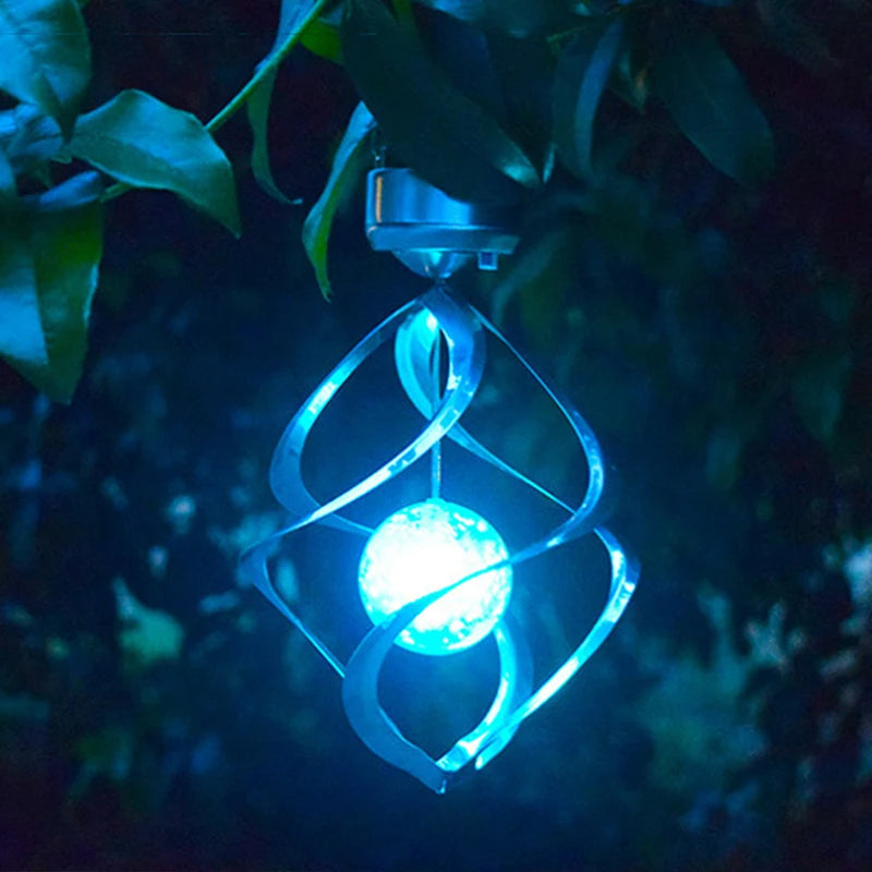 Belro Solar Wind Chime Spinner LED Lamp with decorative garden wind chime and spinning feature for outdoor home decor.