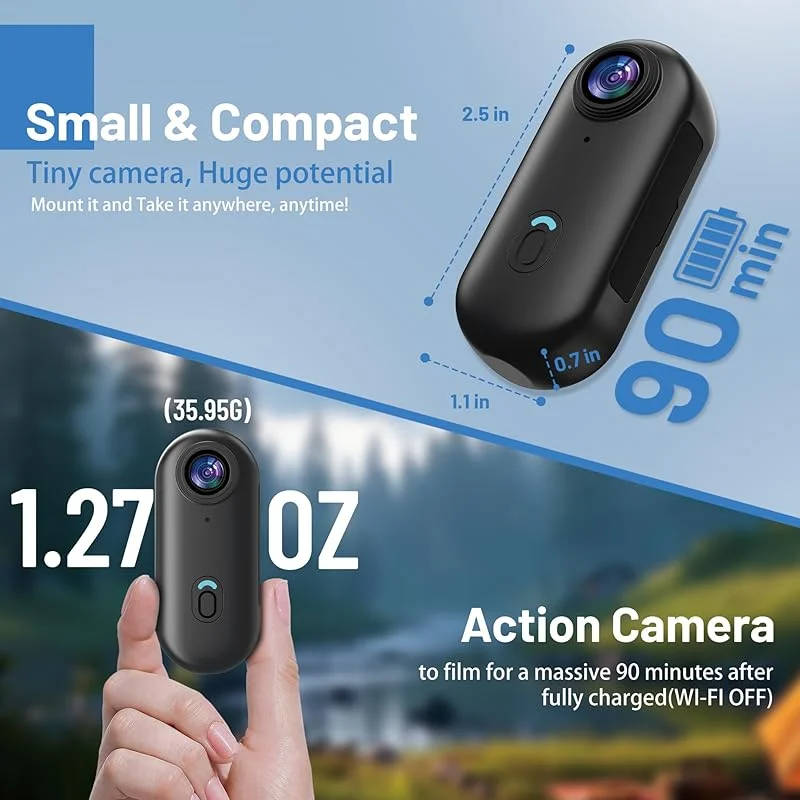 Belro 360 Action Camera 4k, compact electronic camcorder with waterproof design and wide-angle lens for immersive footage.