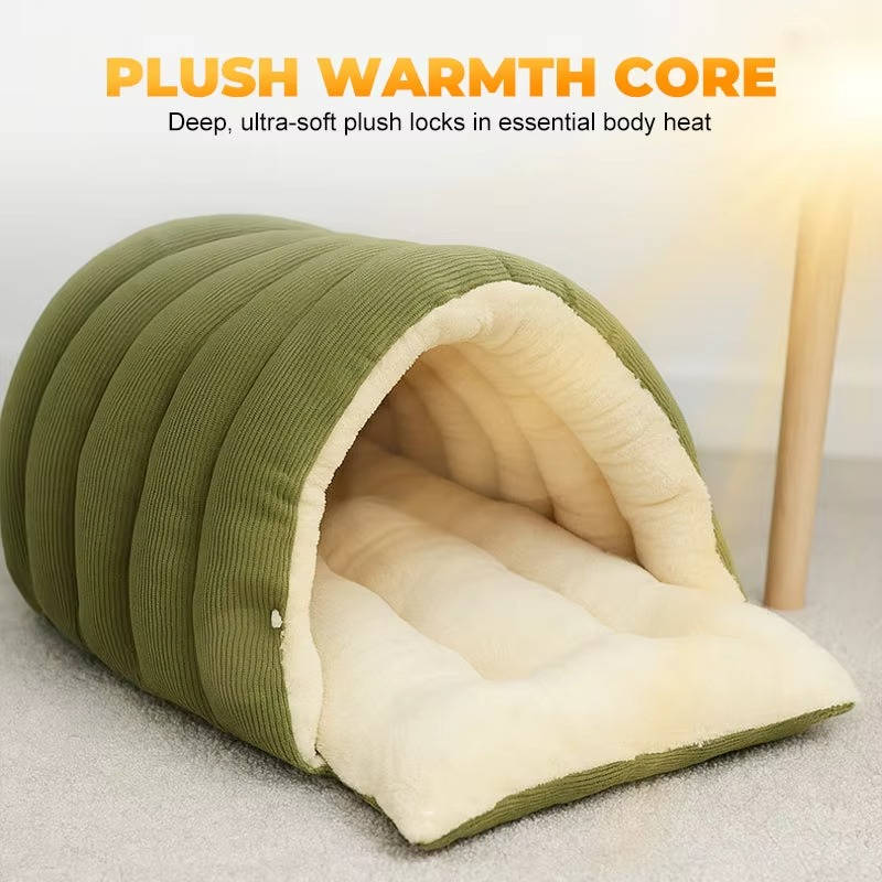 Belro removable and washable winter cat bed with cozy closed-off design for warmth and comfort.
