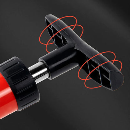 Mivoza high-pressure drain cleaner with three adapters, used to clear bathroom and plumbing drain blockages without chemicals.