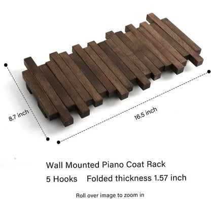 Belro natural wood wall-mounted coat hook rack with flip-down coat holder for jackets and coats, featuring a sleek, functional design.