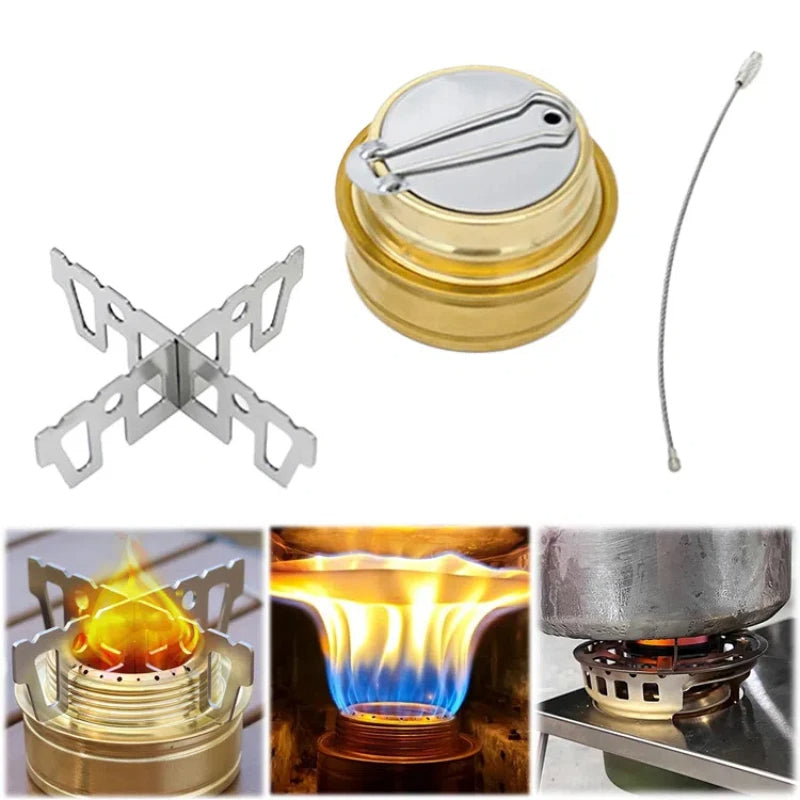 Mini portable alloy camping stove by Belro with compact design, ideal for outdoor cooking and camping adventures.