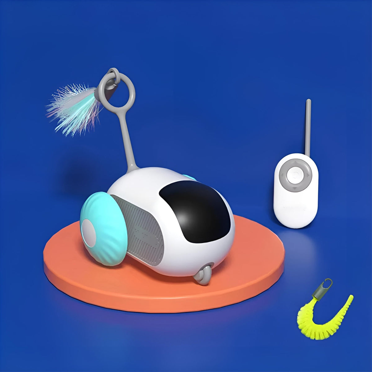 Belro remote control cat toy with colorful feathers and spinning features, designed to entertain and engage cats during playtime.