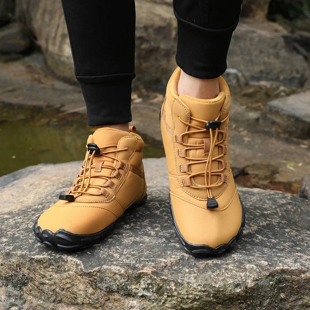 Belro waterproof and snowproof winter barefoot shoes with cozy fleece lining, suitable for cold weather outdoor footwear.