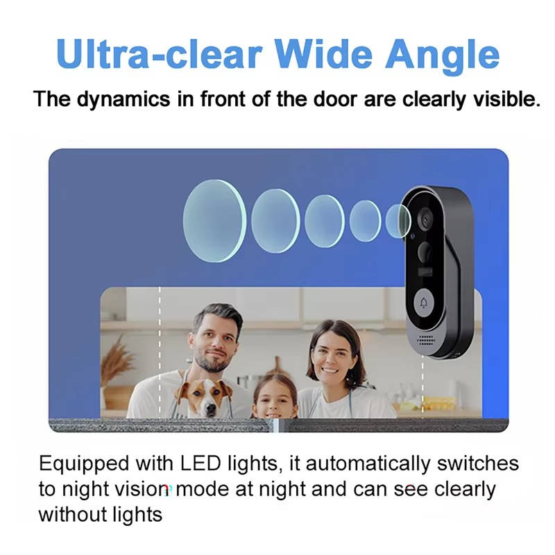 Belro wireless smart video doorbell with high-definition camera, sleek design, and no subscription needed for smart home security.