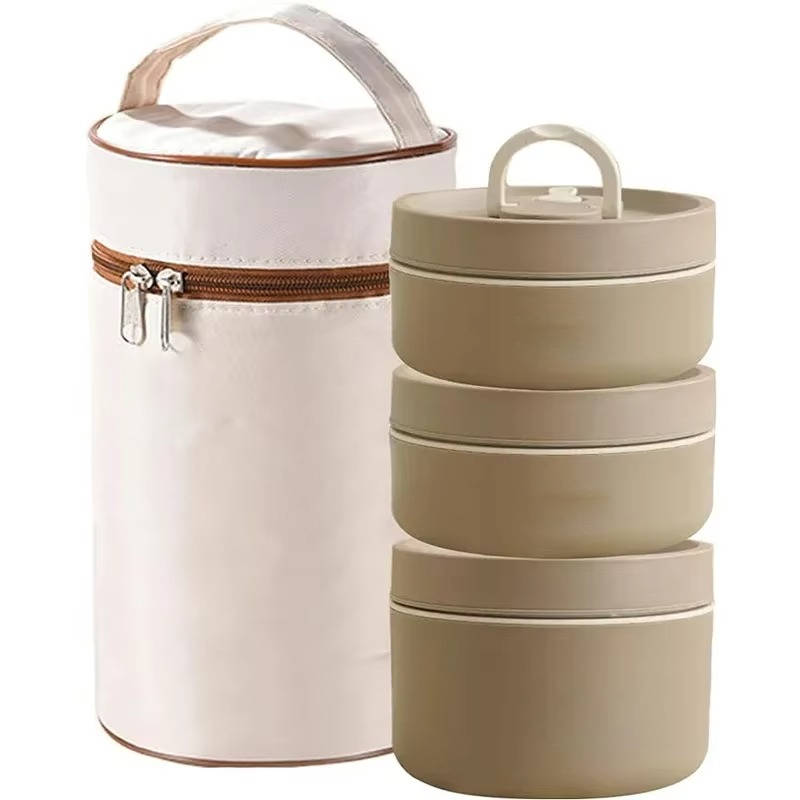 Belro stainless steel insulated lunch box set with multiple containers and carrying bag, perfect for storing and transporting meals.