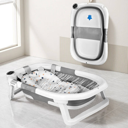 Foldable Belro newborn baby bathing tub with soft interior and foldable design for easy storage and safe bathing.