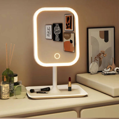Belro travel makeup mirror with built-in lights, compact design, and reflective surface for beauty and grooming on the go