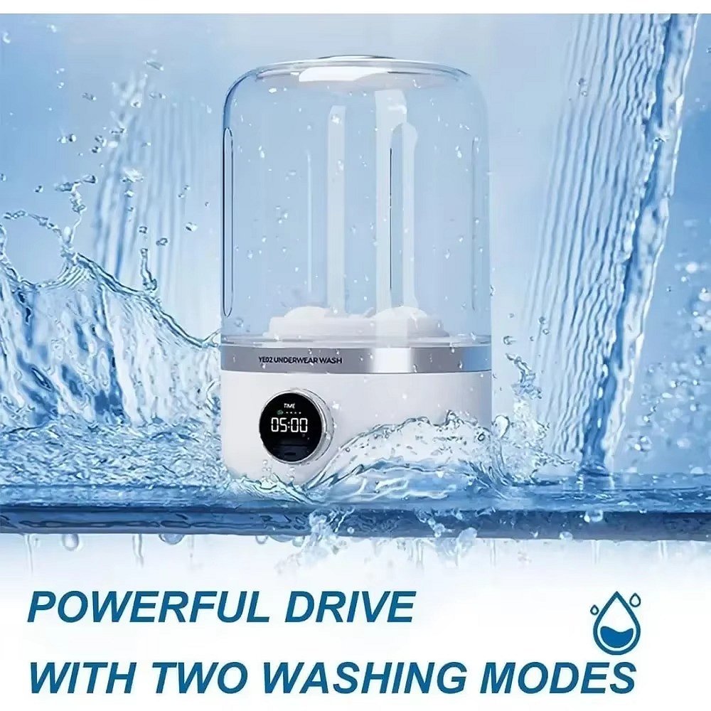 Belro mini rechargeable washing machine for outdoor use, compact home laundry appliance with digital controls and portable design.