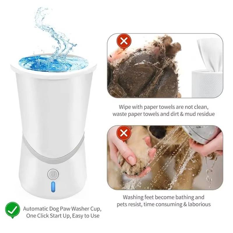Belro automatic dog paw cleaner with rotating brush and water reservoir for easy pet paw grooming.
