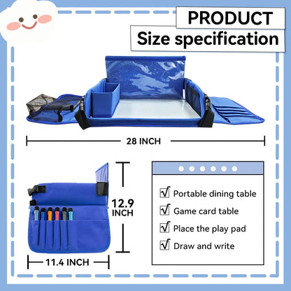 Kids travel car seat tray by Belro with a smooth surface, designed for comfort and convenience during outdoor trips.