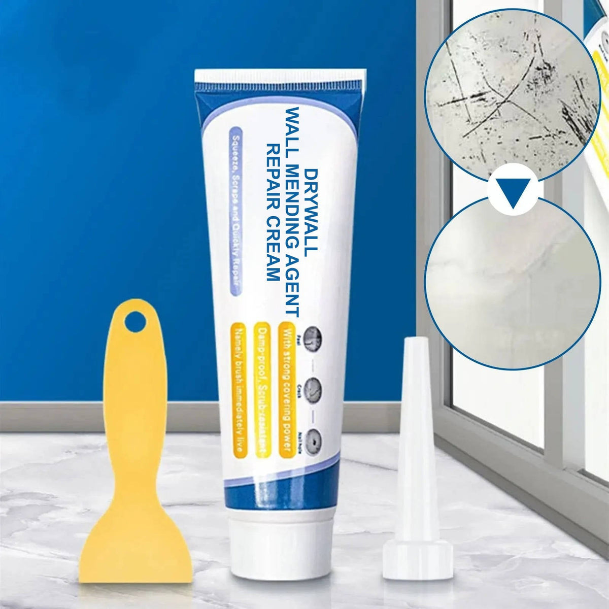 Belro drywall patch kit with repair cream and tools for wall mending, suitable for drywall wall repairs.