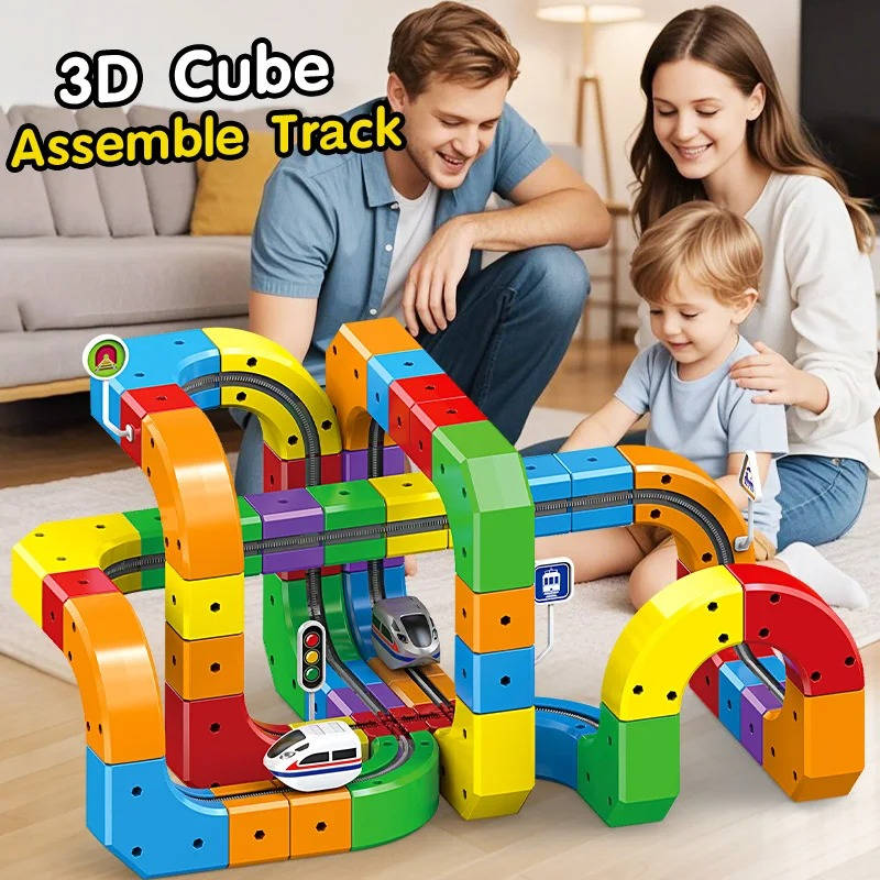 Belro magnetic train track toy with colorful train pieces and tracks for kids' imaginative play and fun construction.