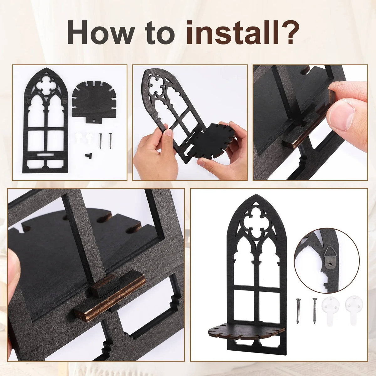 Set of three Gothic wall decor pieces by Belro, featuring dark, ornate designs for home and garden interior decoration.
