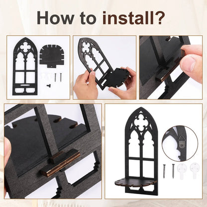 Set of three Gothic wall decor pieces by Belro, featuring dark, ornate designs for home and garden interior decoration.