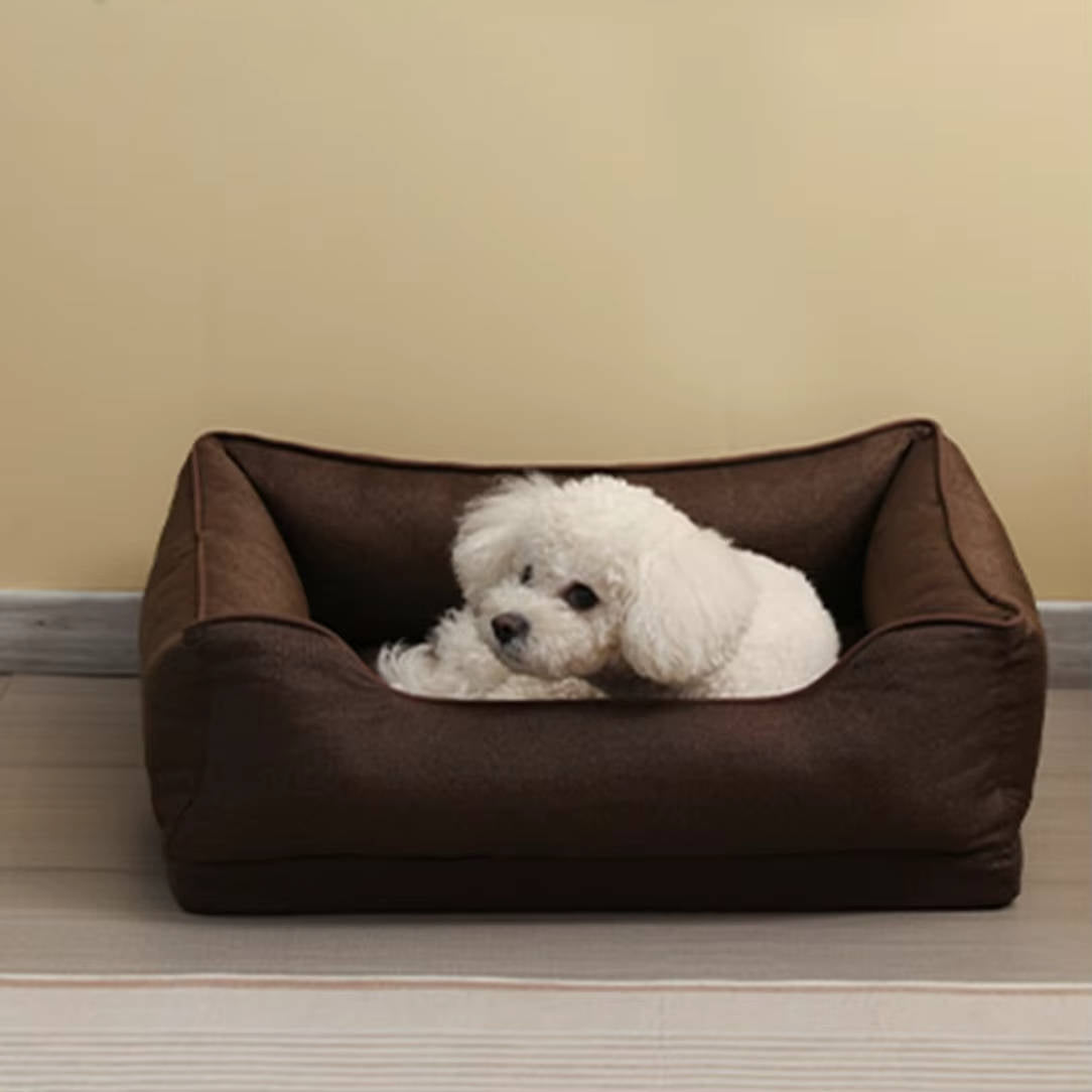 Belro orthopedic anti-slip car dog bed on back seat, providing comfort and safety for pets during car rides.
