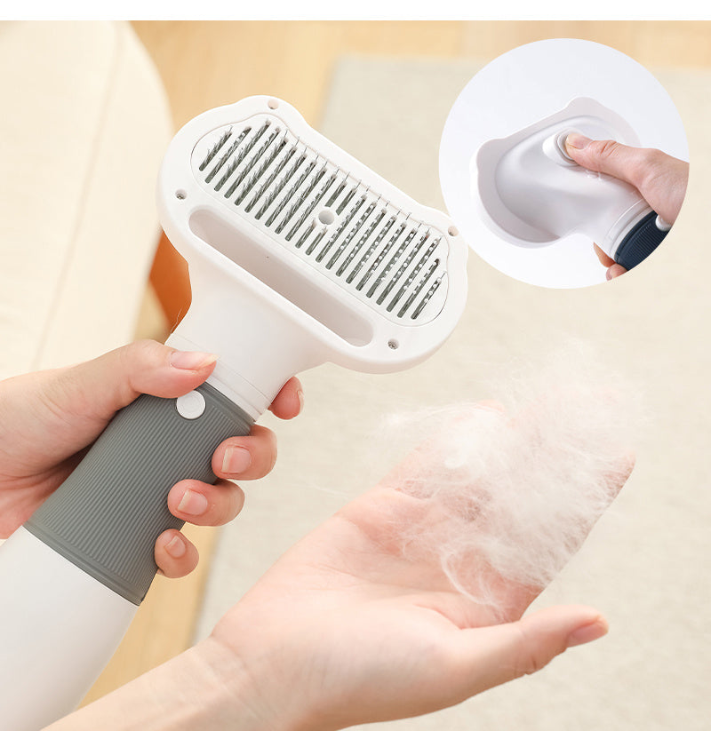Belro 3-in-1 dog hair dryer and grooming brush with ergonomic handle and multiple attachments for pet grooming.