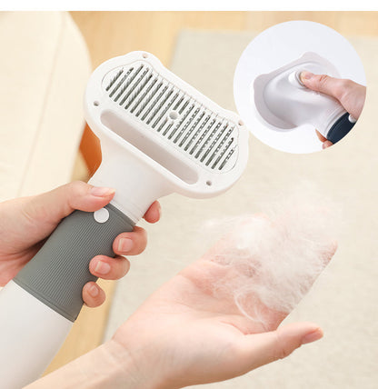 Belro 3-in-1 dog hair dryer and grooming brush with ergonomic handle and multiple attachments for pet grooming.