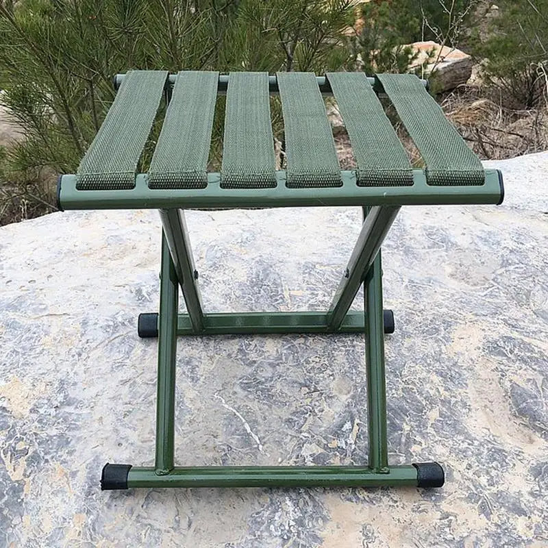 Belro portable camping folding stool, compact outdoor furniture with a sturdy seat and foldable design for easy transport.