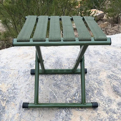 Belro portable camping folding stool, compact outdoor furniture with a sturdy seat and foldable design for easy transport.