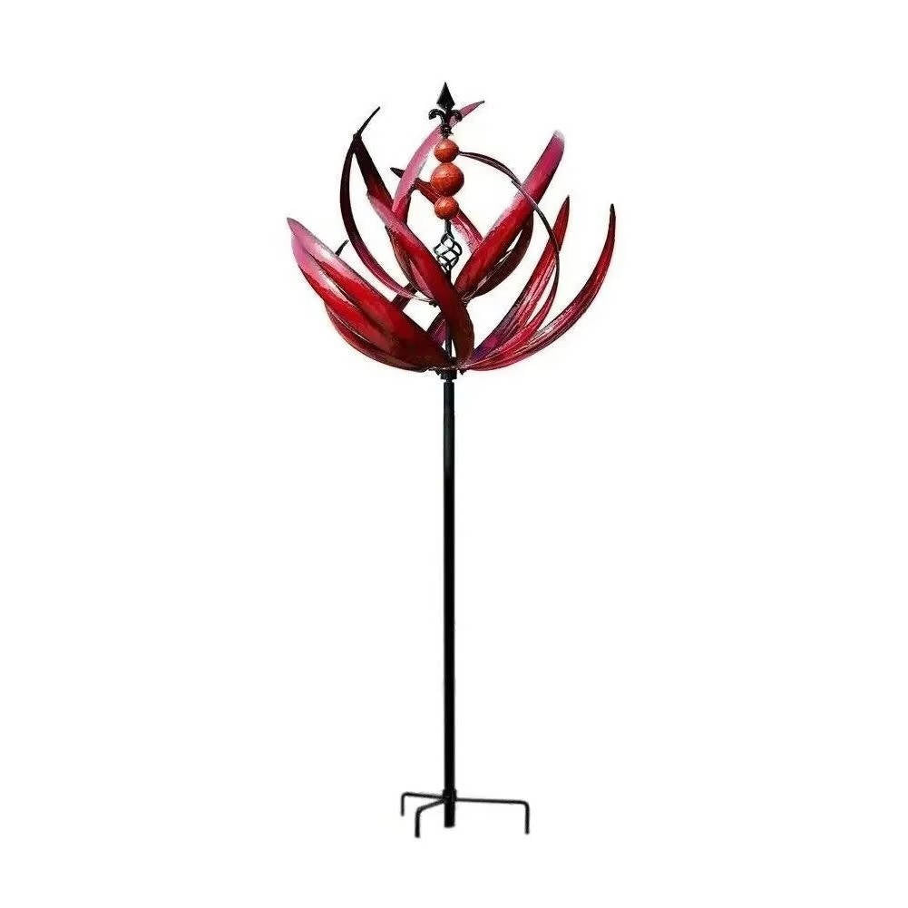 Colorful metal wind spinner from Belro, ideal for garden decor, spinning gently in the breeze with vibrant design and durable construction.
