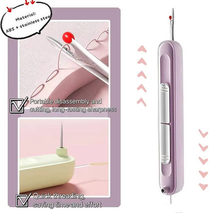 Belro needle threader and seam ripper tool for men’s clothing, featuring a compact design with ergonomic handles.