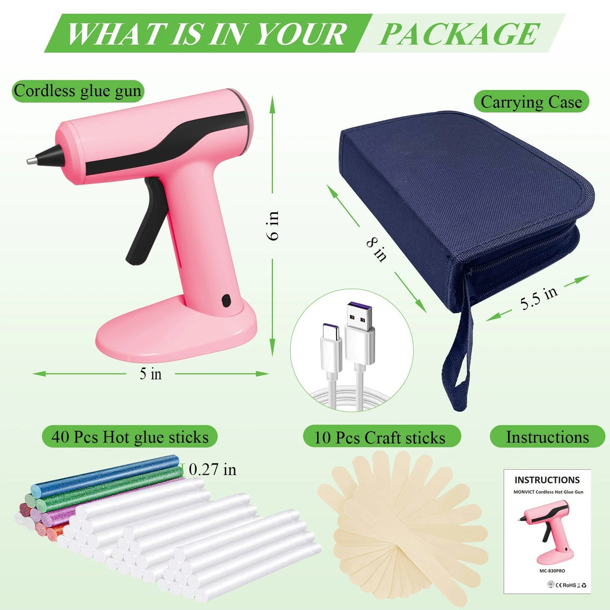 Pink Belro cordless hot glue gun kit suitable for clothing repair and crafting, with a compact design and ergonomic grip.