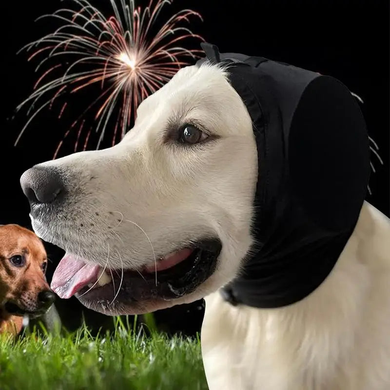 Belro dog ear muffs for noise reduction, soft clothing accessory with padded ear coverage for pets in a natural setting