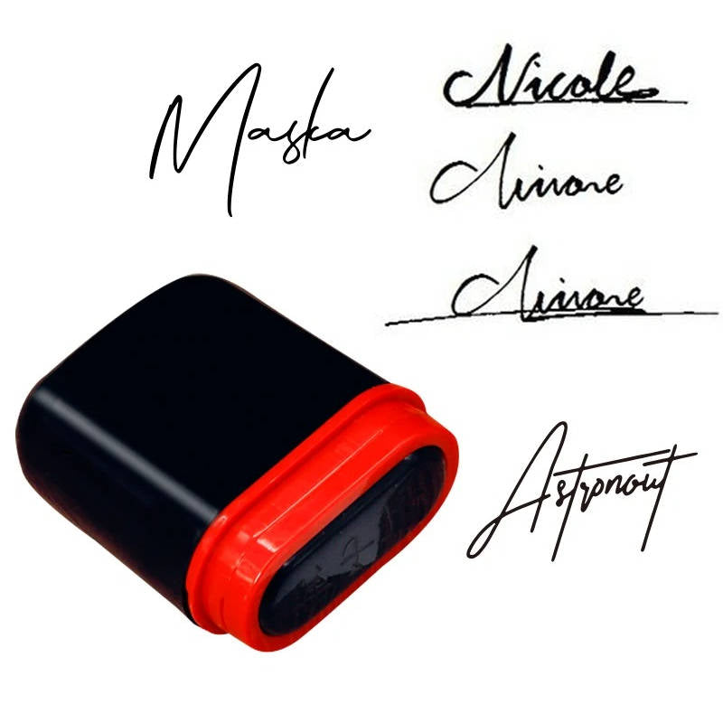Belro custom signature stamp with personalized logo and name, designed for clothing branding on men's apparel.