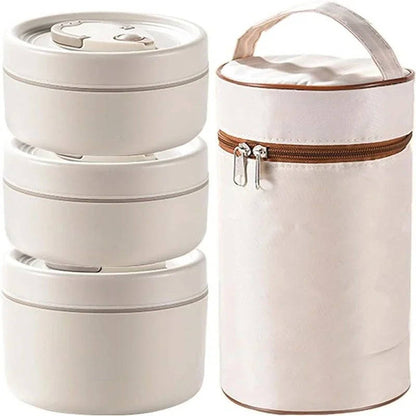 Stainless steel insulated lunch box set by Belro with multiple compartments, ideal for keeping food fresh and organized.