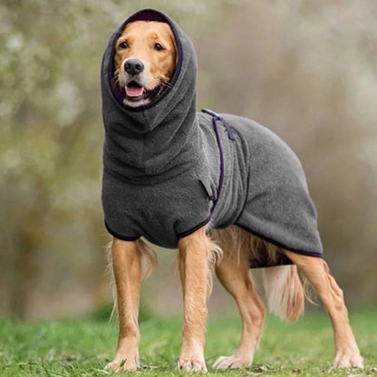 Belro waterproof dog winter coat displaying a snug, insulated clothing layer with adjustable straps and a hood for cold weather.