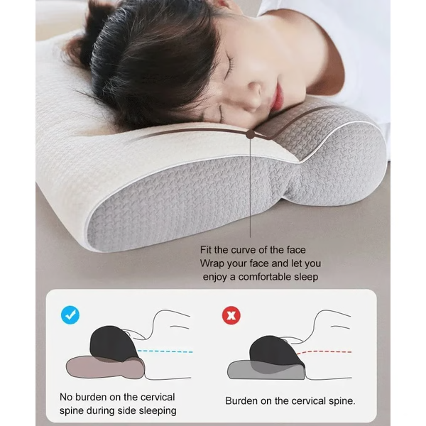 Belro ergonomic goose down pillow with cervical support and plush comfort, ideal for enhancing sleep and neck relaxation.