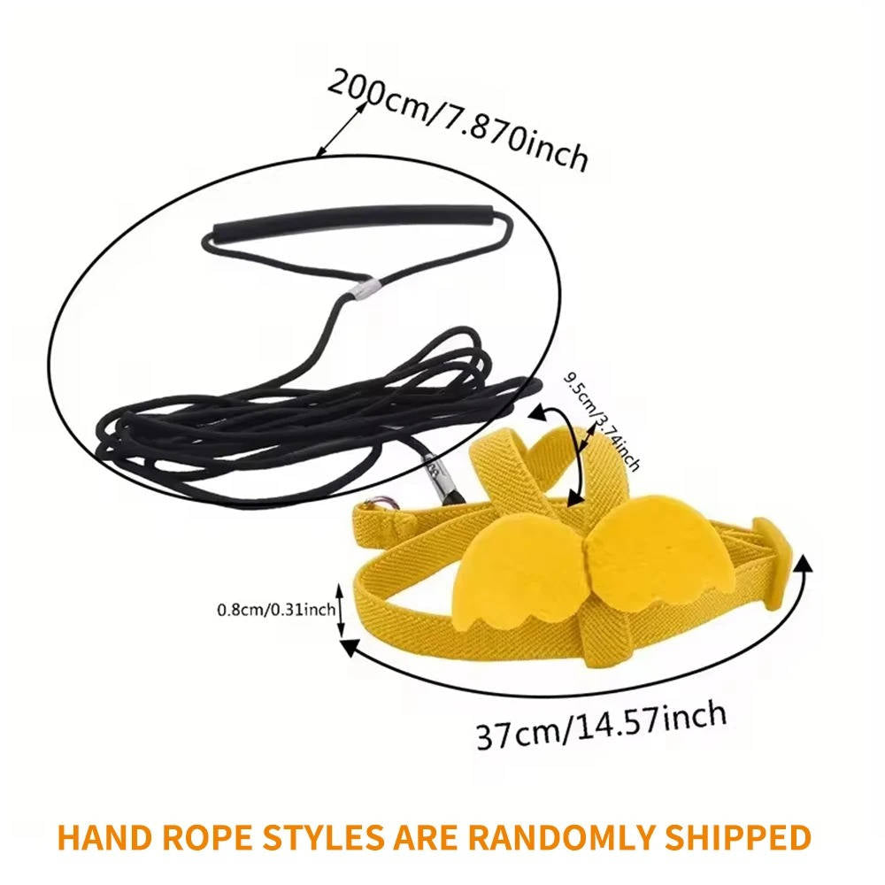 Belro parrot bird harness with adjustable straps and metal clip, designed for secure bird walking and outdoor safety.