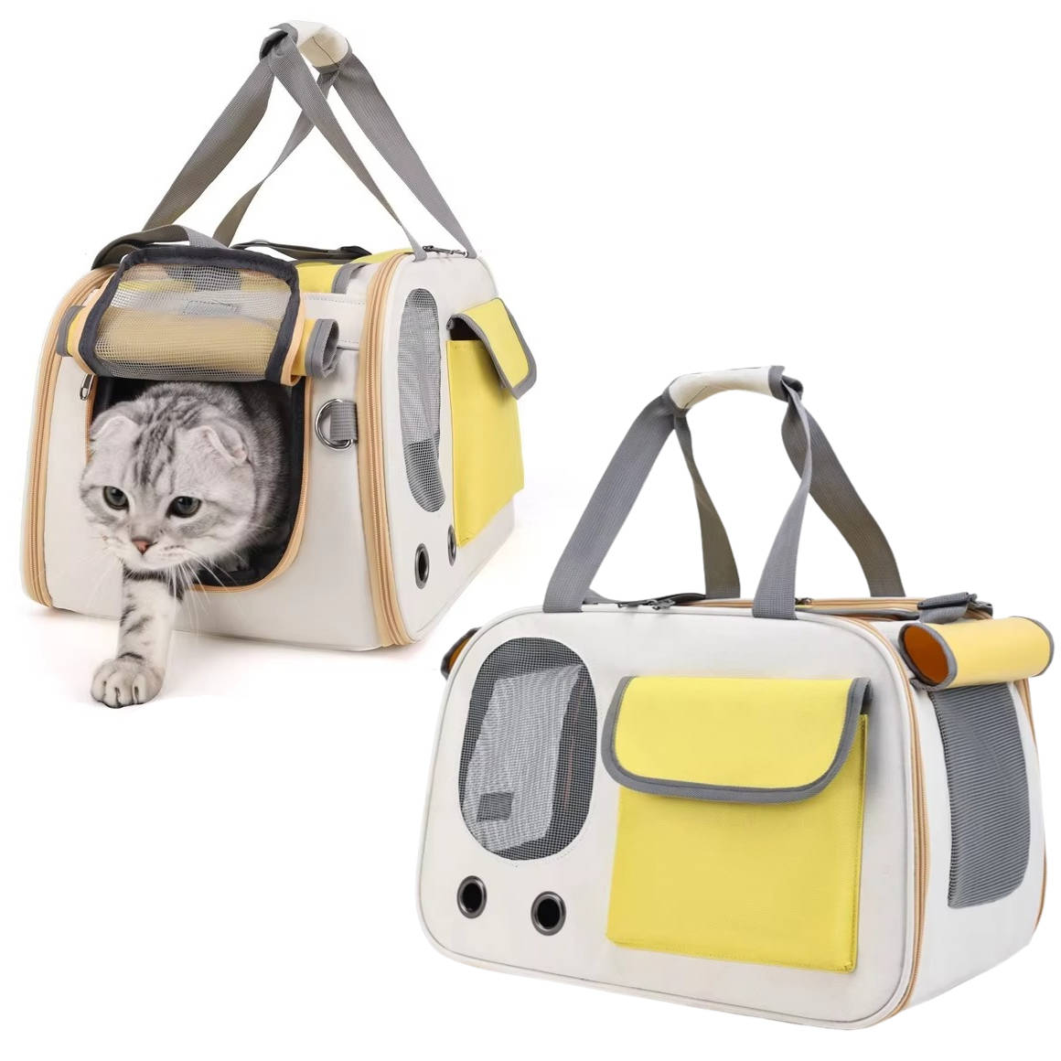 Belro travel pet carrier for cats and small dogs, automotive-style with mesh sides and sturdy handle for secure transport