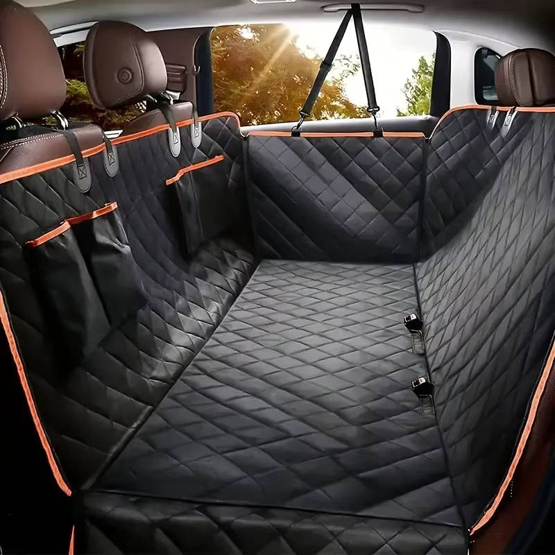 Belro waterproof dog car seat protector with scratch-resistant fabric, fitted on a vehicle seat to keep it clean and protected.
