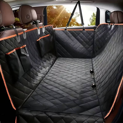 Belro waterproof dog car seat protector with scratch-resistant fabric, fitted on a vehicle seat to keep it clean and protected.