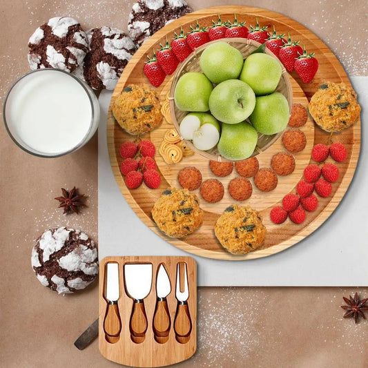 Belro bamboo cheese board with carved grooves, ideal for serving cheese and snacks in kitchen or dining room.