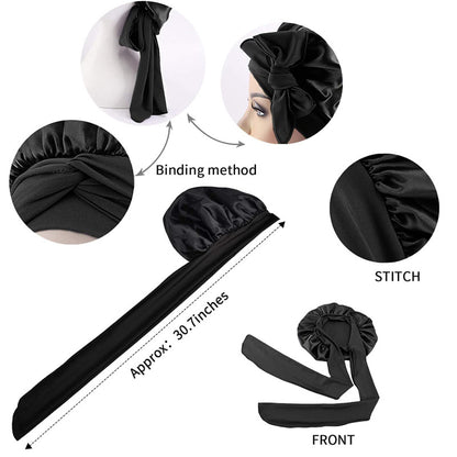 Belro All-Night Silk Hair Bonnet, soft satin sleep cap designed to stay securely on overnight, protecting hair and reducing breakage.