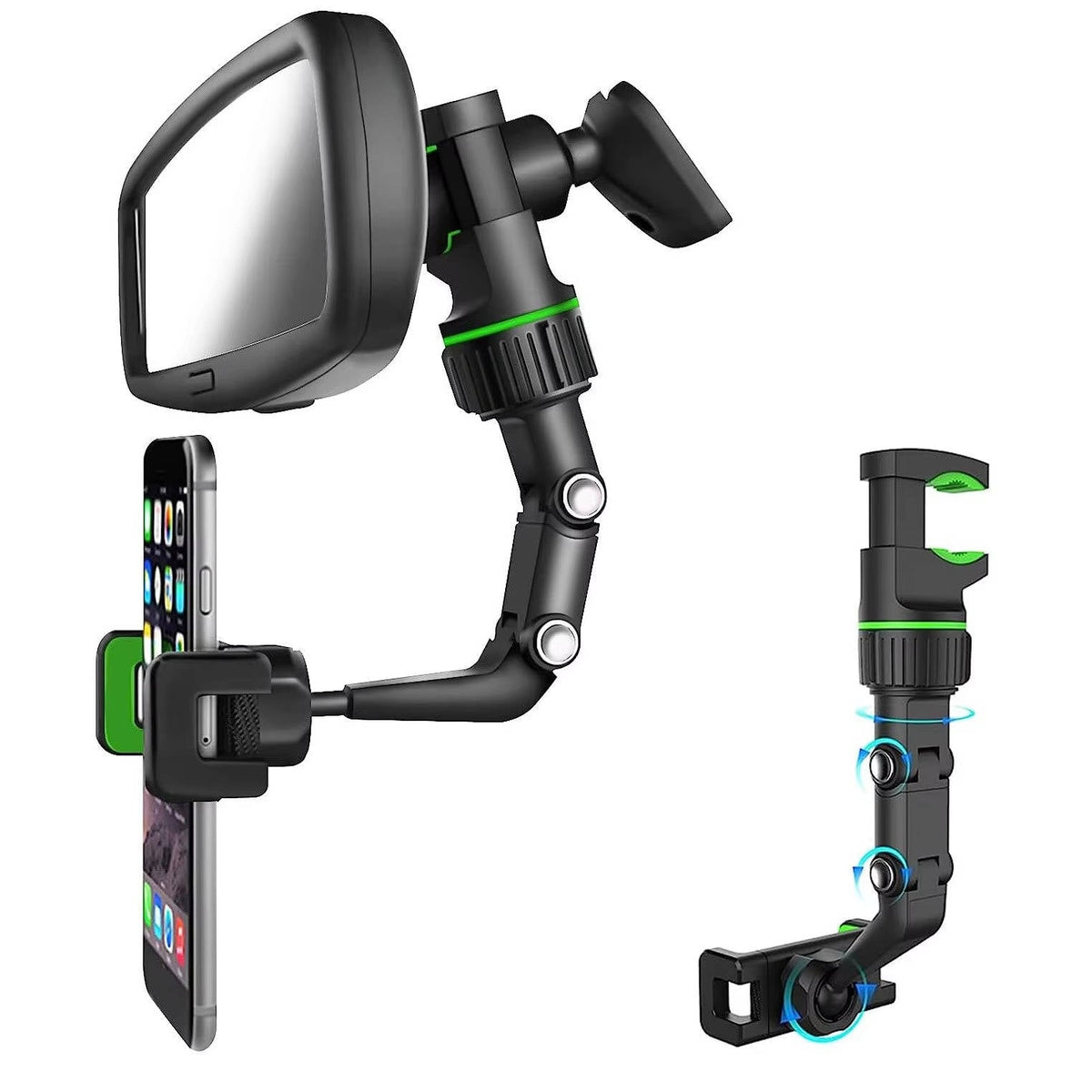 Belro universal cell phone holder mount attached to a car dashboard, adjustable and compatible with various smartphones.