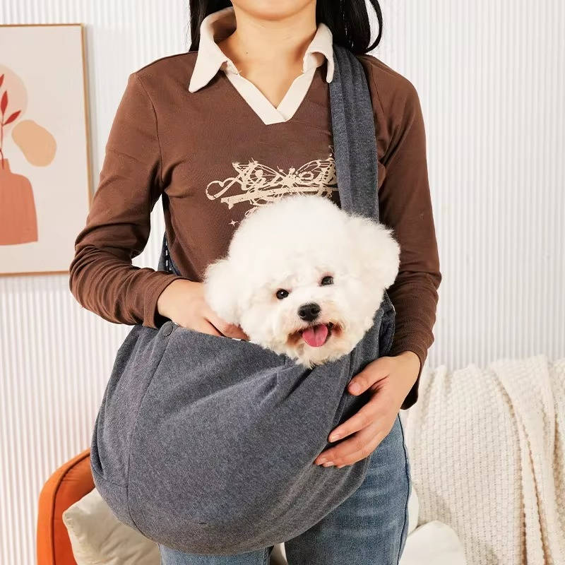 Belro Dog Carrier Sling for automotive use, soft fabric with adjustable strap, designed for comfortable pet transport.