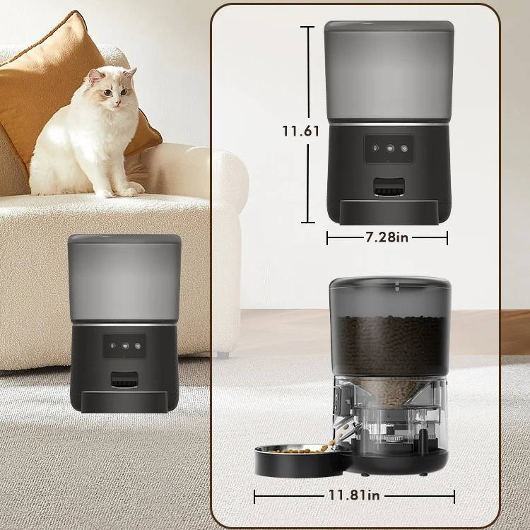 Belro automatic smart pet feeder for cats and dogs, featuring digital controls and a food dispensing tray.