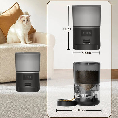 Belro automatic smart pet feeder for cats and dogs, featuring digital controls and a food dispensing tray.
