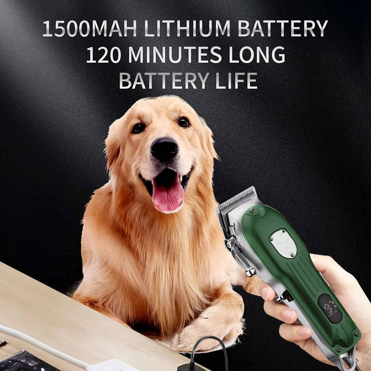 Belro professional dog hair clipper with all-metal body, rechargeable design, suited for grooming pets.