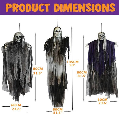 Belro realistic Halloween hanging decorations set of three, spooky outdoor and indoor costume accessories with detailed creepy designs.