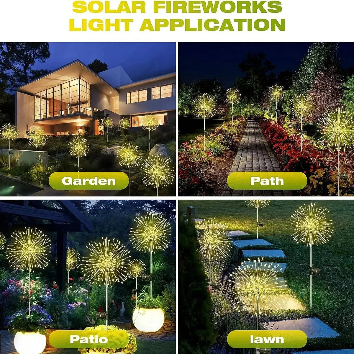 Colorful firework lights outdoor garden decoration hanging from a Belro umbrella, creating a festive outdoor ambiance.