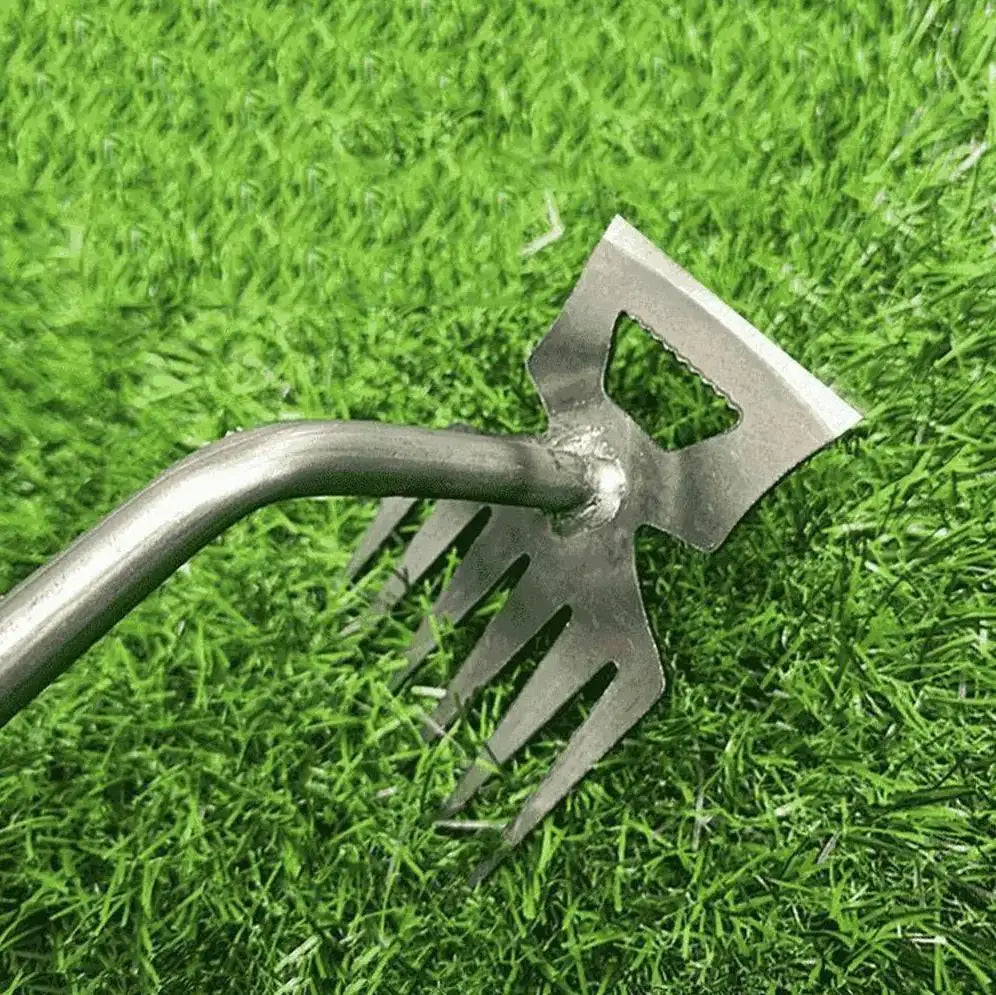 Belro heavy-duty weed puller tool for garden, suitable for men, shown in use with garden soil and weeds.