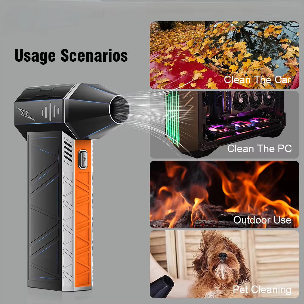 Belro cordless jet blower fan for outdoor use, featuring a compact design and handheld operation for home and garden cleaning tasks.