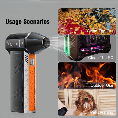 Belro cordless jet blower fan for outdoor use, featuring a compact design and handheld operation for home and garden cleaning tasks.