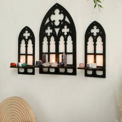 Three Gothic wall decor pieces by Belro featuring dark, intricate designs for home and garden interior decoration.